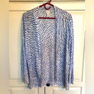 Chico’s Open front lightweight cardigan, zebra print
